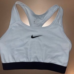 Blue Nike Racerback Sports Bra With Black Check and Black Band